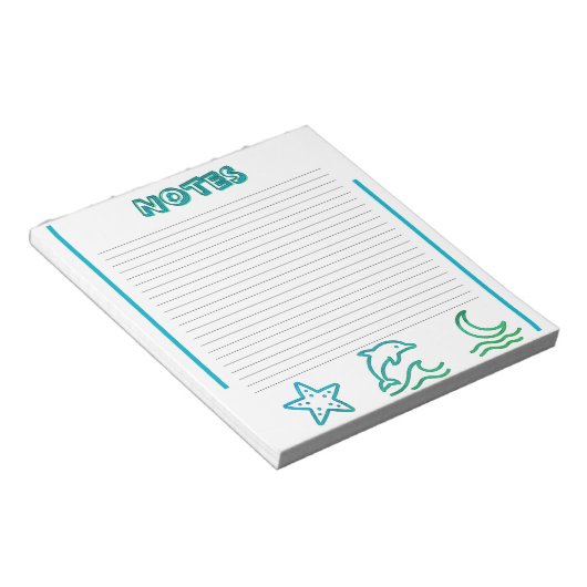 Colorful Ocean Life Lined Notepad ノートパッド (アングル)