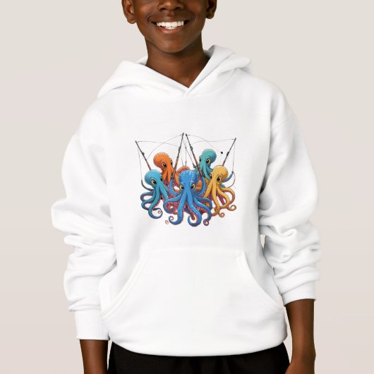 Colorful Octopus Crew – Kids’ Hoodie (正面)