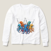 Colorful Octopus Crew – Kids’ Long Sleeve Tee (デザイン正面)