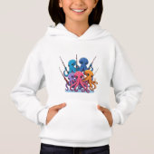 Colorful Octopus Fishing – Kids’ Hoodie (正面)