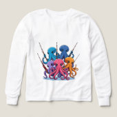 Colorful Octopus Fishing – Kids’ Long Sleeve Tee (デザイン正面)