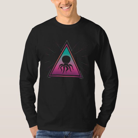 Colorful Octopus Geometrical Triangle Tentacle Ret Tシャツ (正面)