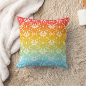 Colorful Ombre White Damask クッション (ブランケット)