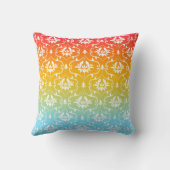 Colorful Ombre White Damask クッション (裏面)