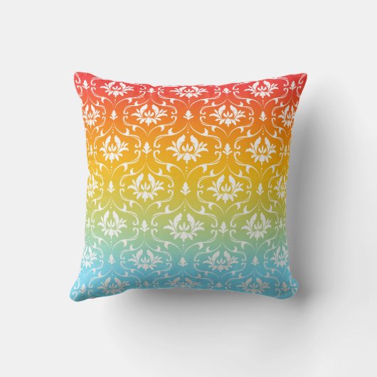 Colorful Ombre White Damask クッション (裏面)