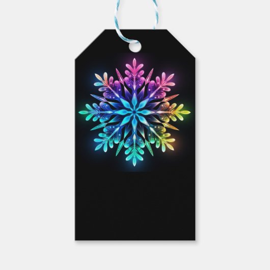 COLORFUL OMBRE WINTER HOLIDAY SNOWFLAKE ギフトタグ (正面)