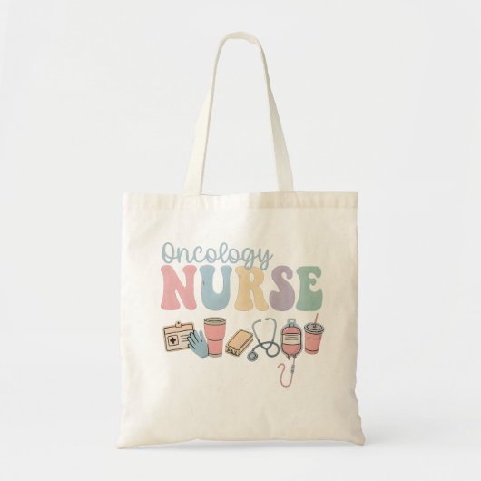 Colorful Oncology Nurse Retro Aesthetic トートバッグ (正面)