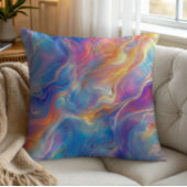 Colorful opal swirly flowing marble texture クッション