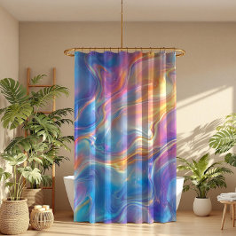 Colorful opal swirly flowing marble texture シャワーカーテン