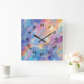 Colorful opal swirly flowing marble texture スクエア壁時計 (ホーム)