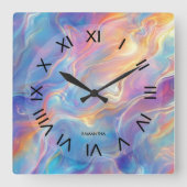 Colorful opal swirly flowing marble texture スクエア壁時計 (正面)