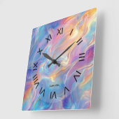 Colorful opal swirly flowing marble texture スクエア壁時計 (傾斜)