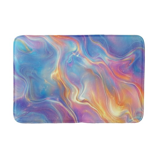 Colorful opal swirly flowing marble texture バスマット (正面)