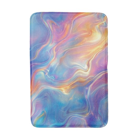 Colorful opal swirly flowing marble texture バスマット (正面縦)