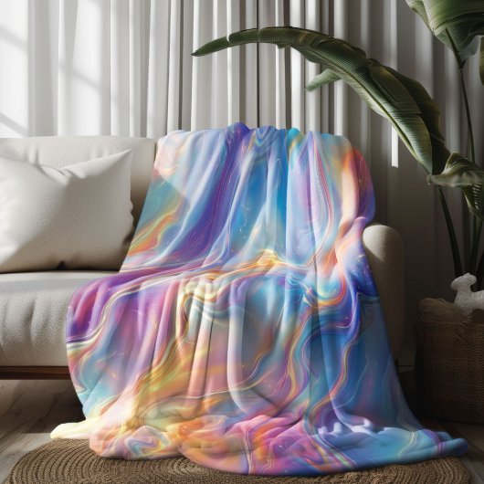 Colorful opal swirly flowing marble texture フリースブランケット