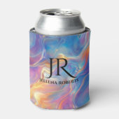 Colorful opal swirly flowing marble texture 缶クーラー (缶正面)