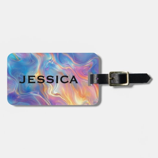 Colorful Opal swirly Marble texture ラゲッジタグ (正面横)