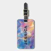 Colorful Opal swirly Marble texture ラゲッジタグ (正面縦)