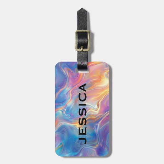 Colorful Opal swirly Marble texture ラゲッジタグ (正面縦)