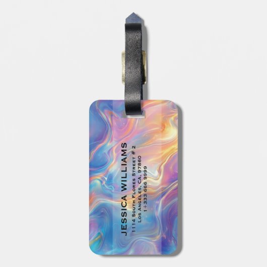 Colorful Opal swirly Marble texture ラゲッジタグ (裏面縦)