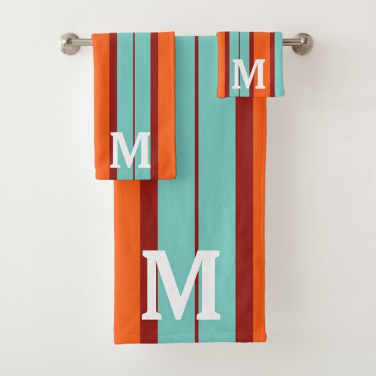 colorful orange &red  blue initial monogram バスタオルセット (インサイチュ)