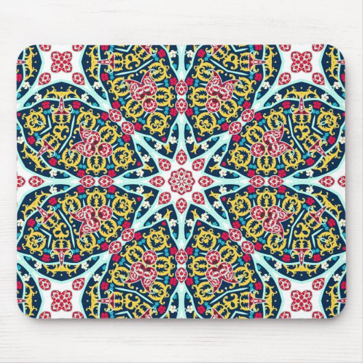 Colorful Ornamental Rosette Mandala Art マウスパッド (正面)