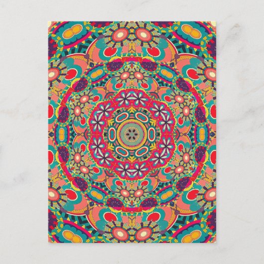 Colorful Ornate Kaleidoscope Mandala Pattern ポストカード (正面)