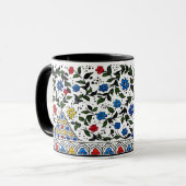Colorful Ottoman Floral Pattern Wrap-Around Coffee マグカップ (正面左)