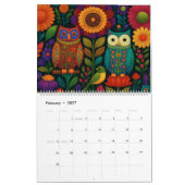 Colorful Owl Calendar 2026 カレンダー (2月 2027)