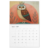 Colorful Owl Calendar 2026 カレンダー (3月 2027)
