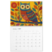 Colorful Owl Calendar 2026 カレンダー (1月 2027)