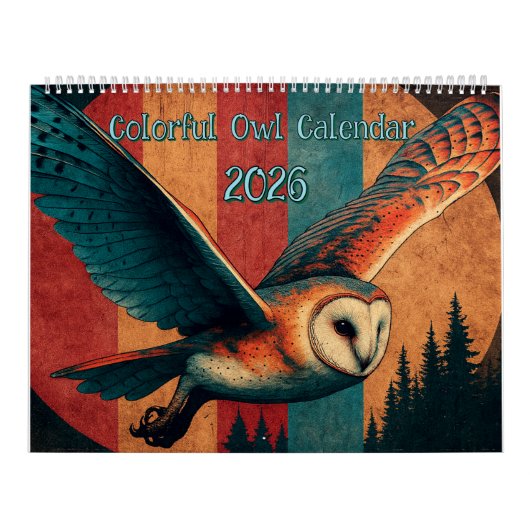 Colorful Owl Calendar 2026 カレンダー (カバー)