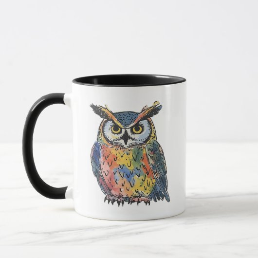 Colorful Owl Watercolor マグカップ (左)