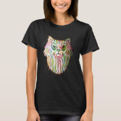 Colorful Paint Splash  Bearded Cat Tシャツ (正面)