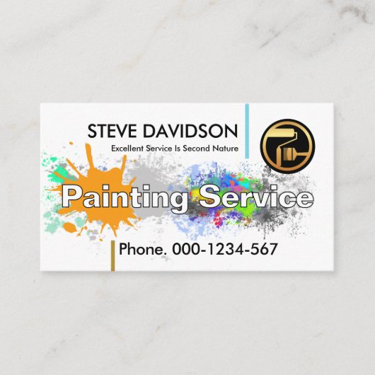 Colorful Paint Splatter Painting Service 名刺 (正面)