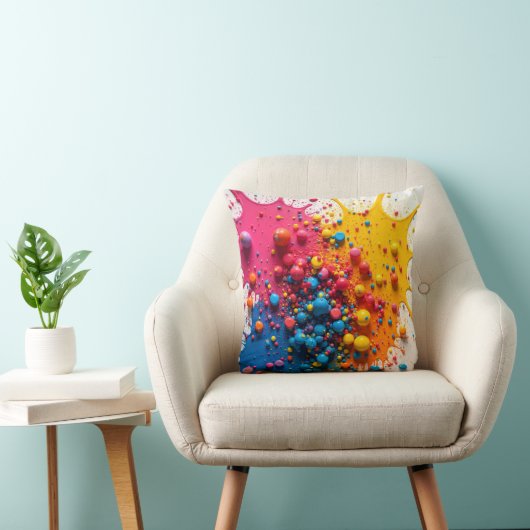 Colorful Paint Splatter Pillow クッション (椅子)