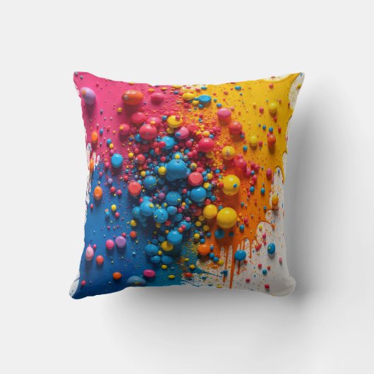 Colorful Paint Splatter Pillow クッション (裏面)
