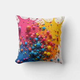 Colorful Paint Splatter Pillow クッション
