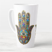 Colorful Painted Gold Hamsa Sapphire Third Eye  カフェラテマグ (左アングル)
