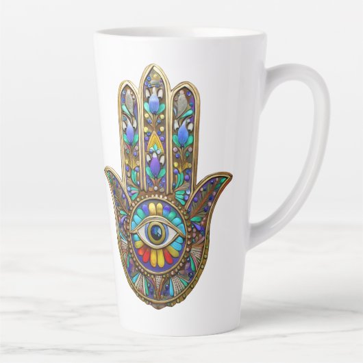 Colorful Painted Gold Hamsa Sapphire Third Eye  カフェラテマグ (右)