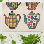 Colorful Painterly Teapot Towel キッチンタオル (折り畳み)