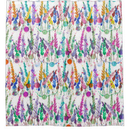 Colorful Painting Flowers シャワーカーテン