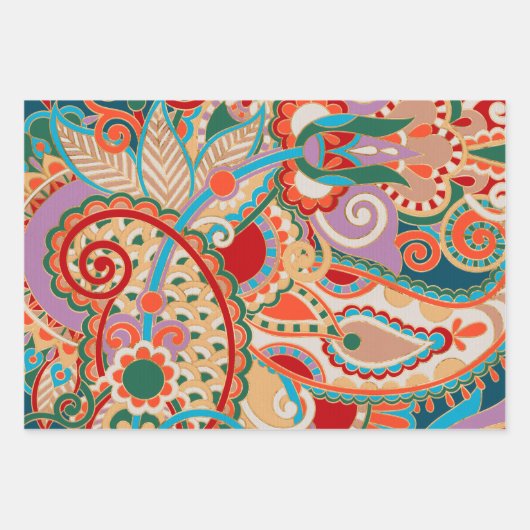 Colorful Paisley Ornament ラッピングペーパーシート (正面)