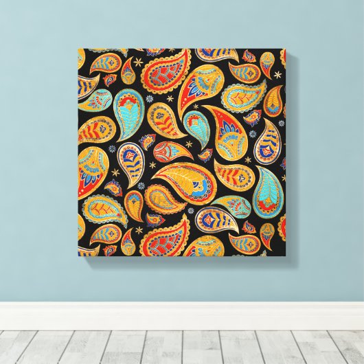Colorful Paisley Pattern キャンバスプリント (インサイチュ (ウッドフロア))