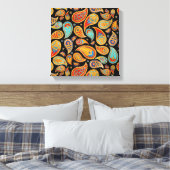 Colorful Paisley Pattern キャンバスプリント (インサイチュ (寝室))