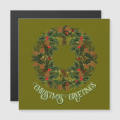Colorful Paisley Wreath on Green Christmas Card (正面/裏面)