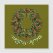 Colorful Paisley Wreath on Green Christmas Card (正面)