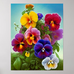 Colorful Pansies -AI ART ポスター