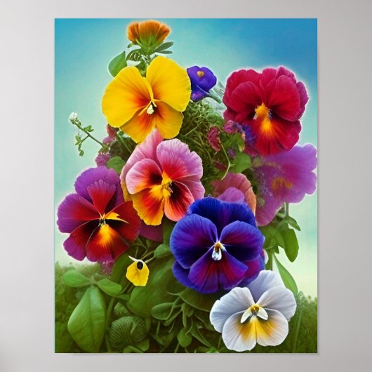 Colorful Pansies -AI ART ポスター (正面)