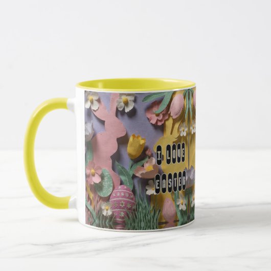 Colorful Paper Cut Bunny Personalized Easter Combo マグカップ (左)